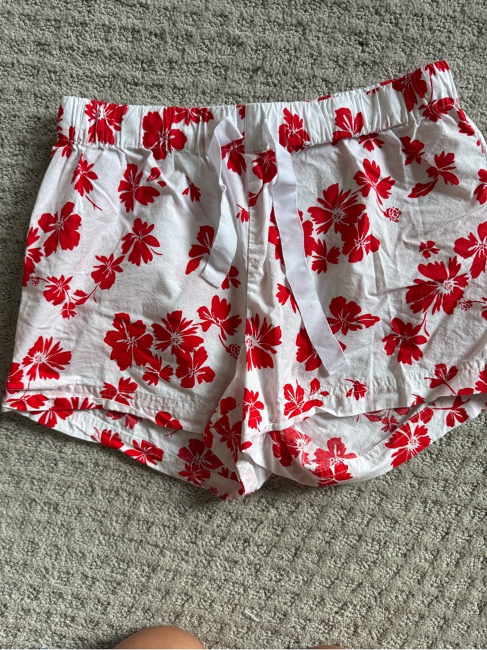J. Crew White Shorts with Red Floral Print